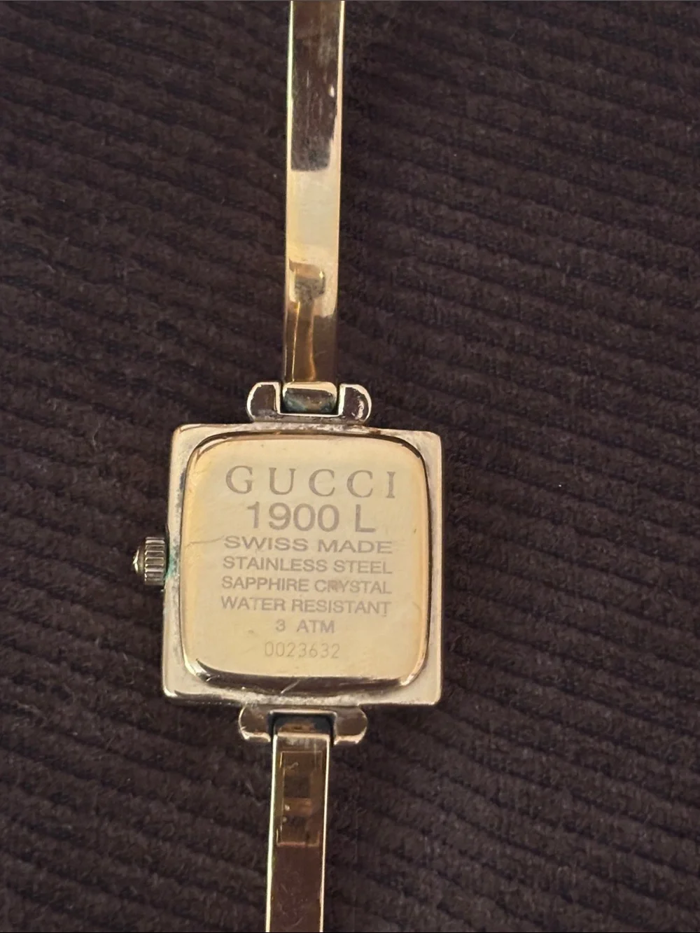 Gucci Gold Square Dial Women's Bangle Watch